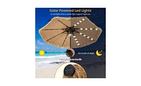 Slickblue Portable Beach Umbrella with Led Lights for Sun Protection and Nighttime Illumination