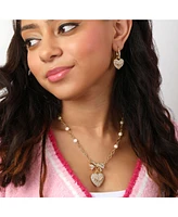 Juicy Couture Gold-Tone Heart Charm Hoop Earrings with Crystal Accents