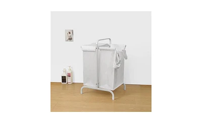 Slickblue 2-Tier Laundry Hamper Clothes Basket Sorter with Lid and Sorting Cards for Clothes & Toys Storage