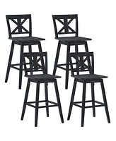 Gymax 4PCS Swivel Bar Stools 29'' Counter Height Chairs w/ Footrest