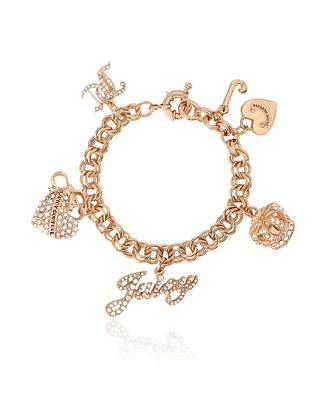 Juicy Couture Gold-Tone Charm Bracelet with Pave Accents