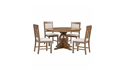 Slickblue 5-Piece Retro Functional Dining Set for Stylish and Versatile Dining Spaces