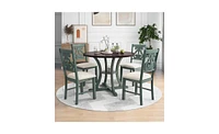 Slickblue 5-Piece Round Dining Table Set with 4 Fabric Chairs and Special-Shaped Legs for Unique Style