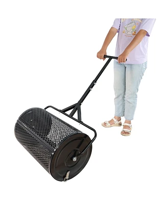 Slickblue Compost Spreader Peat Moss Spreader with Upgraded T-Shaped Handle for Easy Lawn and Garden Application