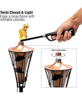 Sorbus 4 Pack 5ft Outdoor Metal Patio Torches - Includes Fiberglass Wick and Snuffer Cap