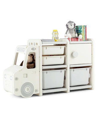 Slickblue Fun Truck-Shaped Organizer for Kids' Room Storage and Playroom Organization