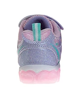 Disney Toddler and Little Girls the Mermaid Hook Loop Light Up Fashion Sneakers