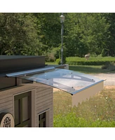 Boyel Living Door Window Awning Made of 0.137 Inch Thick Crystal Solid Polycarbonate Sheet and Aluminum Alloy with Valance in size of 47" Wide x 34" D