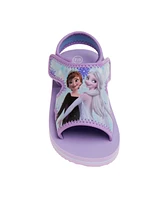 Disney Toddler and Little Girls Frozen Anna Elsa Dual Sizes Hook Loop Sandals