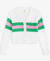 Epic Threads Girls Sporty Stripe Cardigan Berry Puff Sleeve Smocked Dress Exclusively At Macys