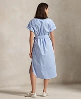 Polo Ralph Lauren Women's Belted Striped Cotton Shirtdress