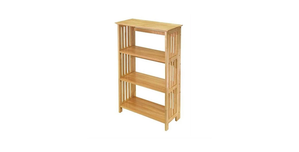 Slickblue 4-Shelf Wooden Folding Bookcase with Storage Shelves for Compact Organization