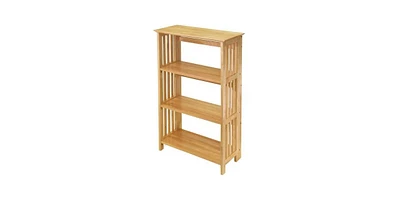 Slickblue 4-Shelf Wooden Folding Bookcase with Storage Shelves for Compact Organization