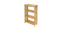 Slickblue 4-Shelf Wooden Folding Bookcase with Storage Shelves for Compact Organization