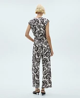 Mango Women's Belt Printed Jumpsuit