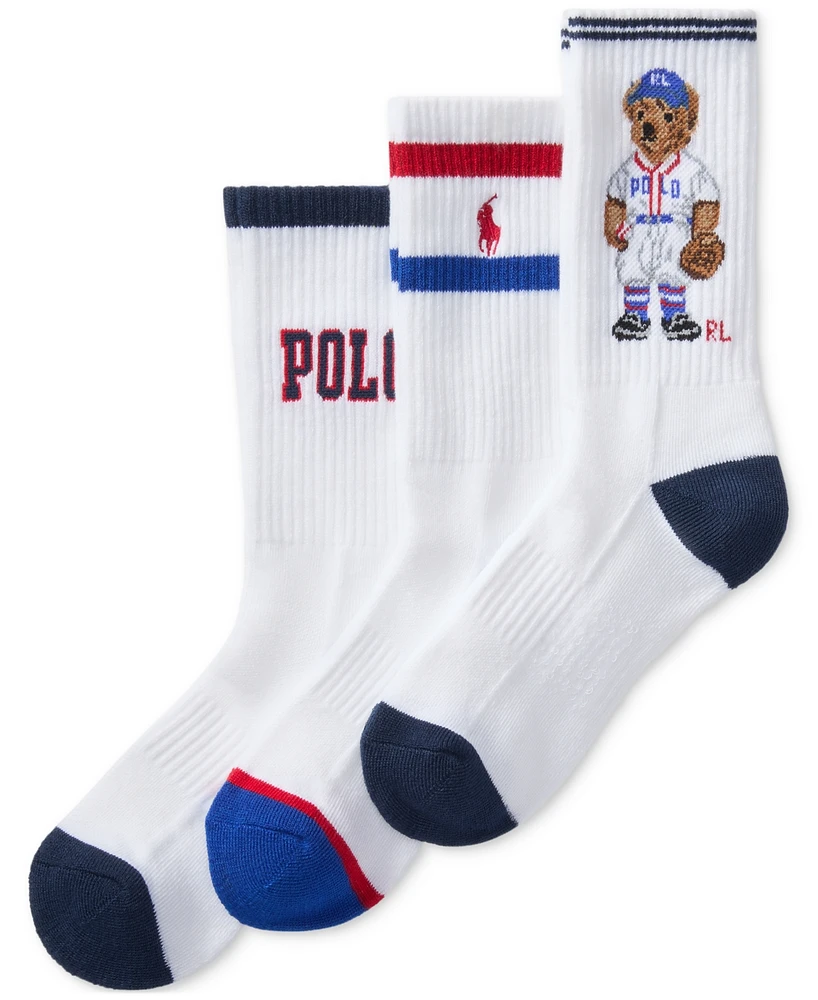 Polo Ralph Lauren Big Boys Polo Ball Crew Socks, 3-Pack