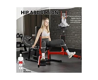 Er Kang Hip Abductor Machine, Abductor Adductor Machine Plate-Loaded, Inner and Outer Thigh Machine with 6 Levels Gear System, Glute Machines Home Gym