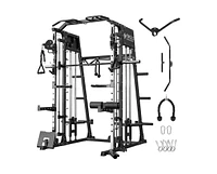 Er Kang Smith Machine, 2200lbs Squat Rack with Lat-Pull Down System & Cable Crossover Training Equipment Leg Hold-Down Attachment