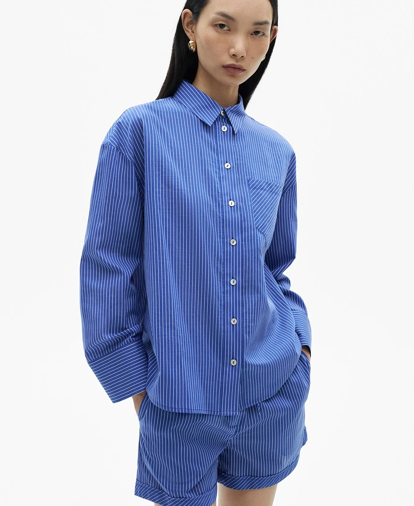 Mango Women's Pleated Flowy Shirt