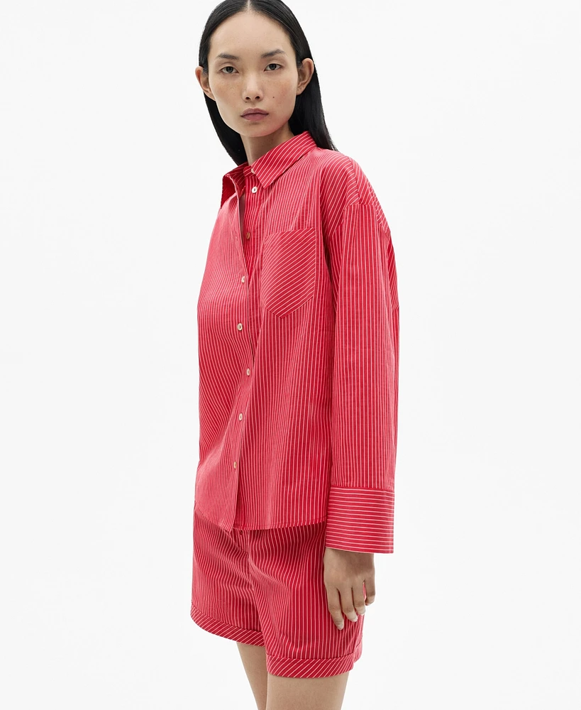 Mango Women's Pleated Flowy Shirt