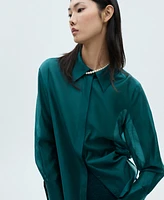 Mango Women's Hidden Buttons Detail Satin Shirt