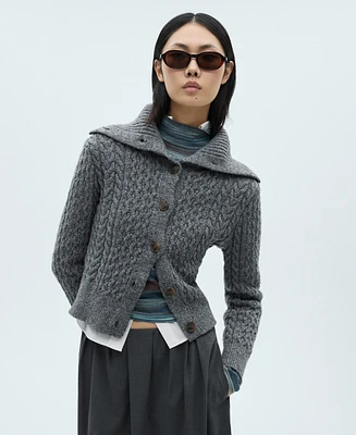 Mango Women's Cabled Heather Cardigan