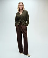 Mango Women's V-Neck Ribbed Cardigan