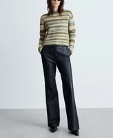 Mango Women's Round Neck Striped Sweater