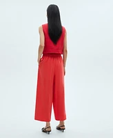 Mango Women's Wide Leg Pleated Pants
