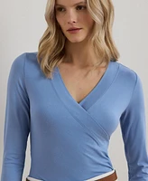 Lauren Ralph Lauren Women's Ruched Surplice Jersey Top