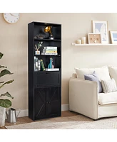 Slickblue 3-Layer Display Cabinet with 1 Drawer, 2 Doors, Double Z Shape