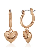 Juicy Couture Gold-Tone Heart Charm Hoop Earrings