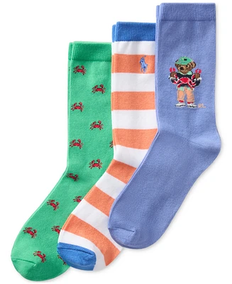 Polo Ralph Lauren Little & Big Boys Crab Bear Crew Socks, 3-Pack