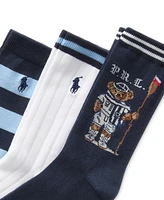 Polo Ralph Lauren Little & Big Boys Rowing Bear Crew Socks, 3-Pack