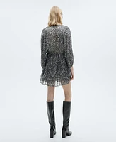 Mango Women's Animal Print Ruffled Dress