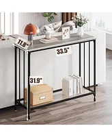gaomon Sofa Console Table-2 Tier Design, Glass Shelf, Metal Frame, 33.5" Width, Elegant for Entryway and Living Room