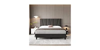 gaomon King Size Bed Frame with Adjustable Headboard