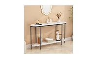 Slickblue Console Table 2-Tier Narrow Entryway with Storage Shelves, Faux Marble for Living Room, Bedroom