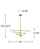 Possini Euro Design Evelyn 33" Modern Chandelier Ceiling Light Fixture Dining Room Over Table Kitchen Island Foyer Sputnik Hanging 6-Light Led Dimmabl