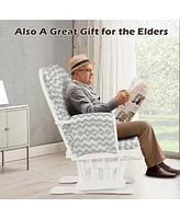 Costway Glider and Ottoman Cushion Set Wood Baby Nursery Rocking Chair