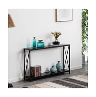Slickblue Sofa Side Table with Black Wood Grain Finish