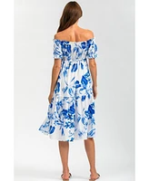 Pietro Brunelli Maternity Maternity Pietro Brunelli Off-the-Shoulder Floral Knee-Length Dress Lola