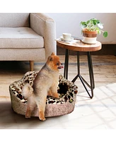 Dream Black Label Leopard Princess Dog Bed - Puppy Bed for Small Dogs, Washable Cuddler Cat Bed - Elegant, Royal Design Beds for Puppy and Kitten
