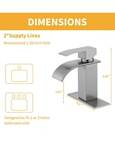 Boyel Living Single Handle Bathroom Sink Faucet, Waterfall Spout Bathroom Sink Faucet for Bath and Rv Sinks, Deck Mount 1 hole or 3 holes