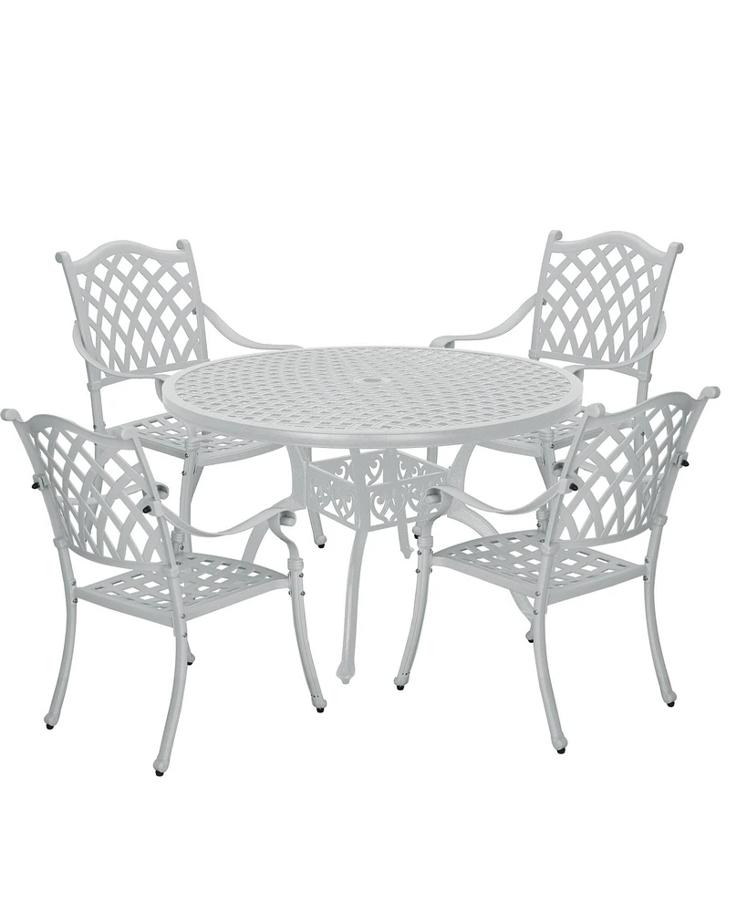 Boyel Living 5pcs Patio Dining Set Cast Aluminium Outdoor Dining Set Patio Bistro Set 4 Outdoor Dining Chairs and 47 Inches Round Dining Table for Bal