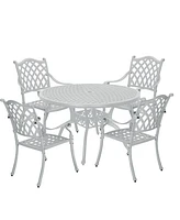 Boyel Living 5pcs Patio Dining Set Cast Aluminium Outdoor Dining Set Patio Bistro Set 4 Outdoor Dining Chairs and 47 Inches Round Dining Table for Bal