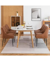 Dyhome Modern Dining Chairs Set of 4, Mid Century Kitchen with 5.12” Cushions and Metal Legs, Upholstered Back