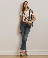 Lauren Ralph Lauren Women's Belting-Print Cotton-Blend Crewneck Tee