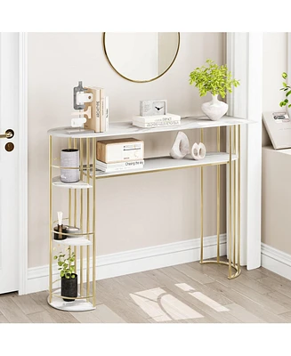 gaomon Console Table Gold Sofa Tables Narrow Entryway Table with Storage and Shelves, 43.5” Behind Couch Table Hallway Table Modern Furniture f