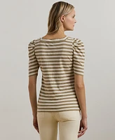 Lauren Ralph Women's Striped Cotton Jersey Puff-Sleeve Tee